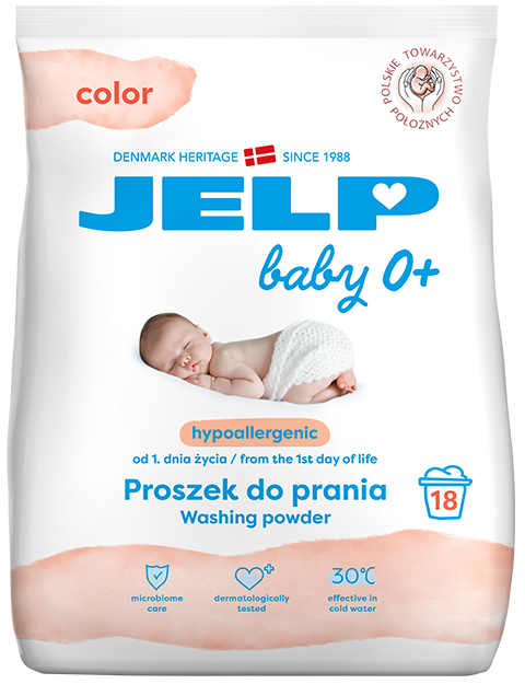 JELP Baby 0+ Гіпоалергенний мийний засіб призначений для прання кольорового 1,35 кг, 18 прань